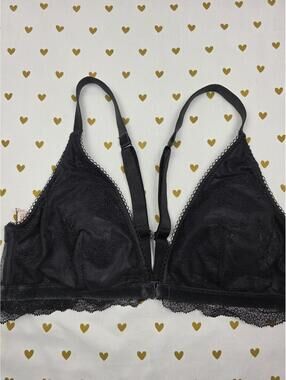 Victorias Secret Black LARGE Velvet Lined Sexy Bralette Bra Top Tank